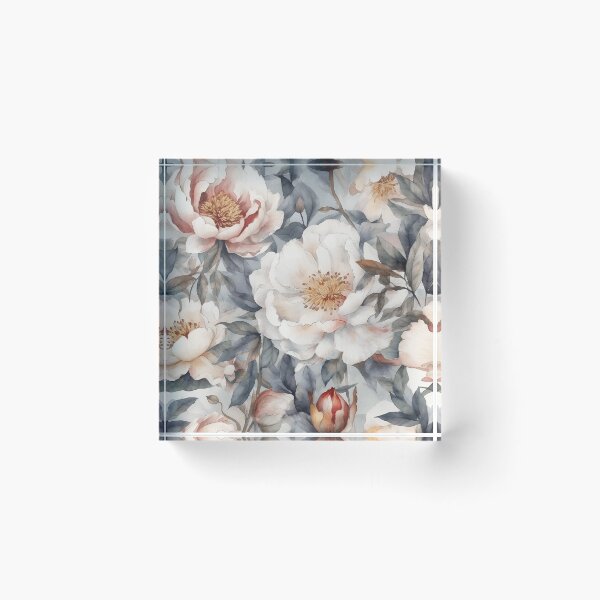 Item preview, Peony Flower Pattern Watercolor Alex Maleev Style White and Grey designed and sold by Japanattis.