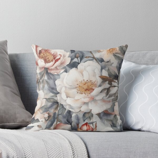 Item preview, Peony Flower Pattern Watercolor Alex Maleev Style White and Grey designed and sold by Japanattis.