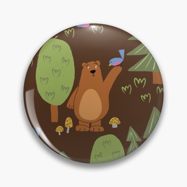 Item preview, Forest Friends - Charming Woodland Scene with Bears, Bunnies, Raccoons, Squirrels, Trees, Mushrooms, Birds, and Butterflies - dark brown - shw1014 d designed and sold by Shiny Happy World.