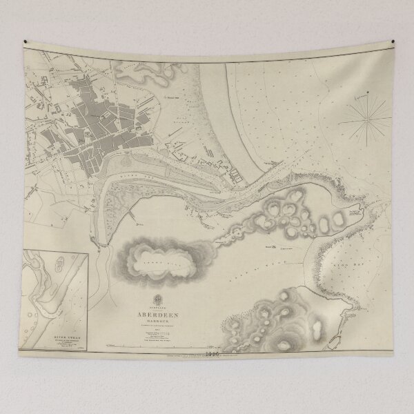 Item preview, Vintage Aberdeen Harbor Scotland Map (1843)  designed and sold by BravuraMedia.