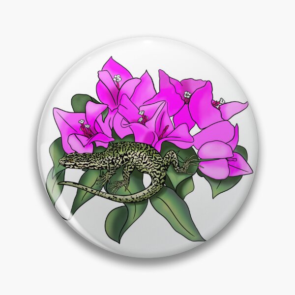Item preview, Wall lizard on bougainvillea pattern, off white designed and sold by Naty Design Prague.