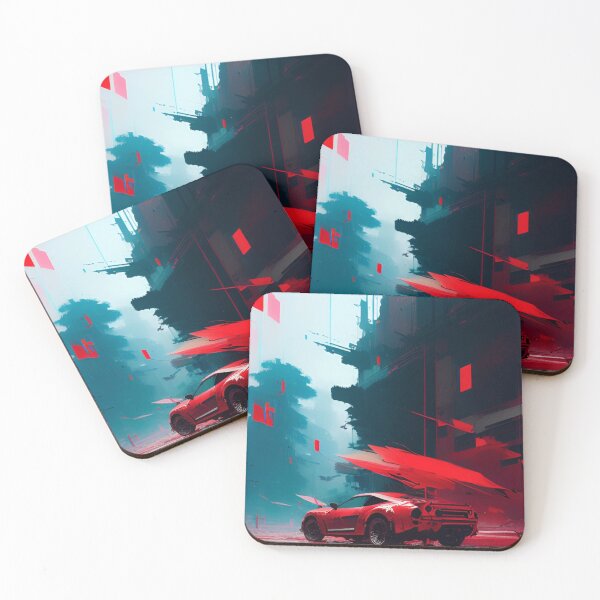 Item preview, Red Abstract Urban Car Art by CallisC Arts  designed and sold by CallisC-Arts.