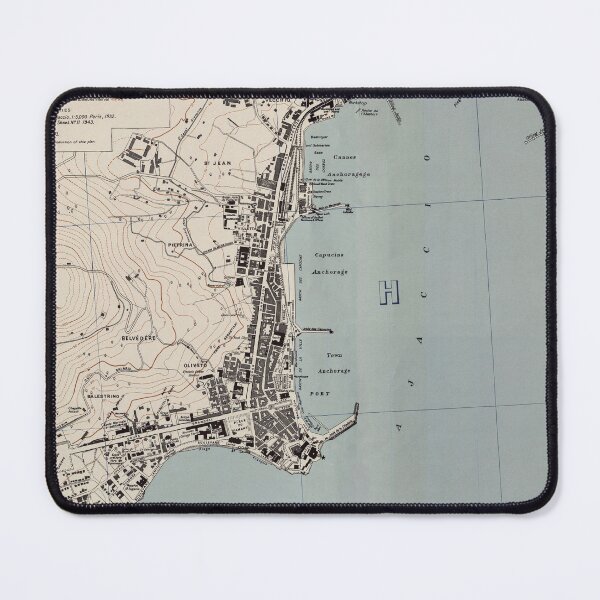 Item preview, Vintage Ajaccio France Map (1943) designed and sold by BravuraMedia.