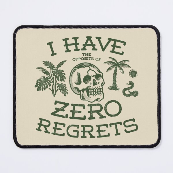 Item preview, Zero regrets! Funny sarcastic meme saying with vintage tattoo skull, snake, sun and plants designed and sold by thedesigngarden.