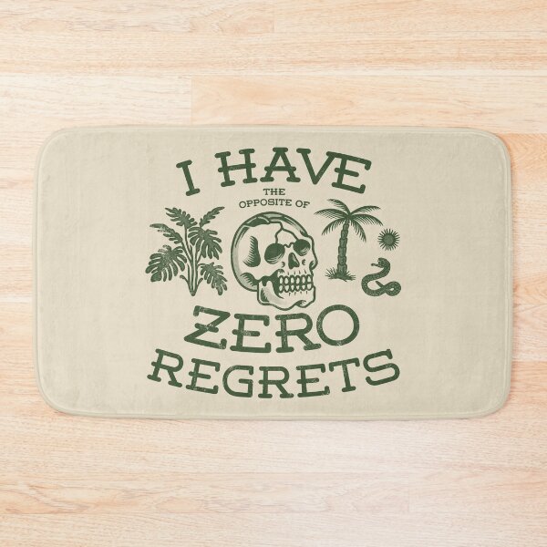 Item preview, Zero regrets! Funny sarcastic meme saying with vintage tattoo skull, snake, sun and plants designed and sold by thedesigngarden.
