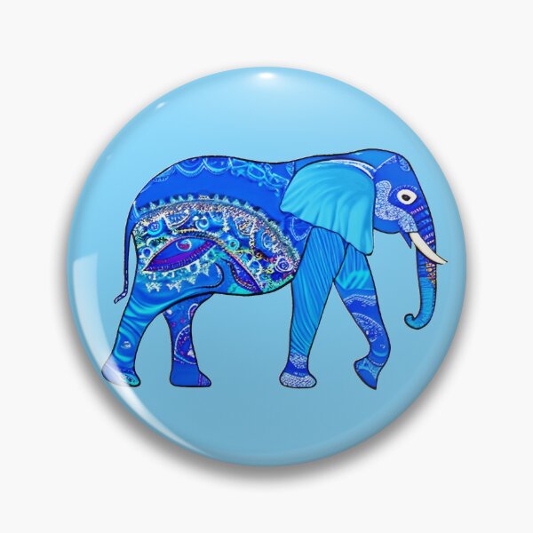 Item preview, Indian Elephant in a Blue Arabesque Pattern designed and sold by Marymarice.