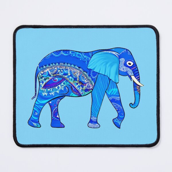 Item preview, Indian Elephant in a Blue Arabesque Pattern designed and sold by Marymarice.