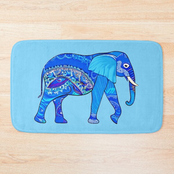Item preview, Indian Elephant in a Blue Arabesque Pattern designed and sold by Marymarice.