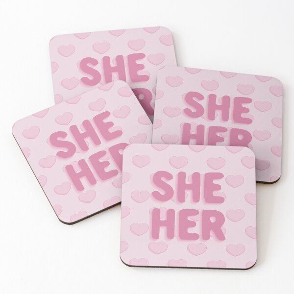 Item preview, Pink Hearts She/Her Pronouns designed and sold by MoonMint.