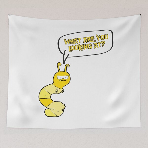 Item preview, Funny Art Print of Grumpy Caterpillar Saying "What are you looking at?" designed and sold by GiveMeMood.