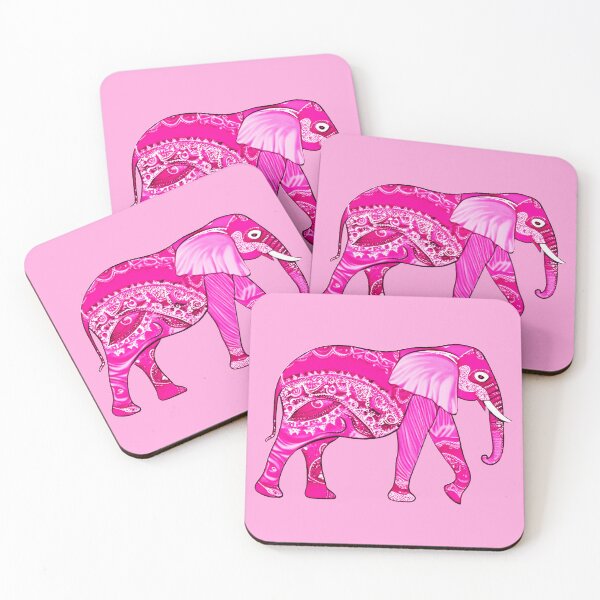 Item preview, Indian Elephant in a Fuchsia Pink Arabesque Pattern designed and sold by Marymarice.