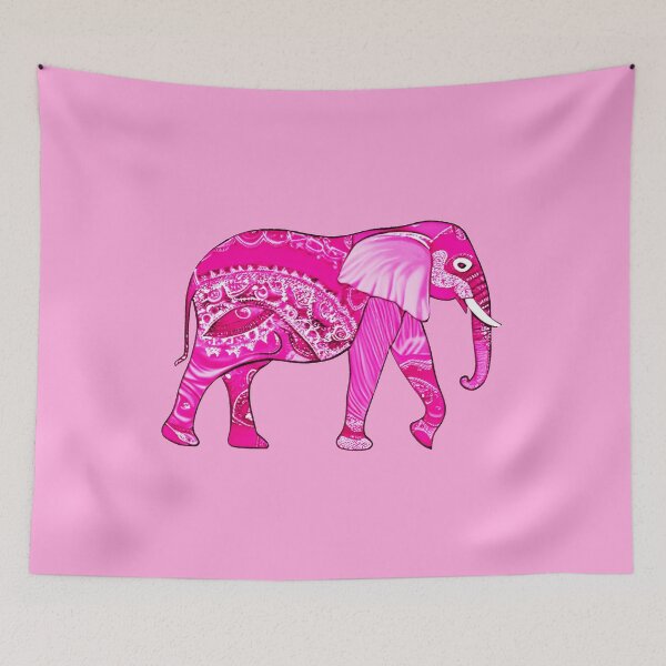 Item preview, Indian Elephant in a Fuchsia Pink Arabesque Pattern designed and sold by Marymarice.
