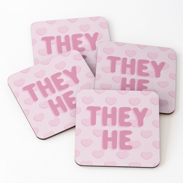 Item preview, Pink Hearts They/He Pronouns designed and sold by MoonMint.