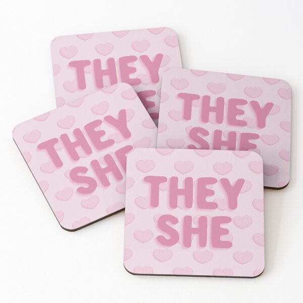 Item preview, Pink Hearts They/She Pronouns designed and sold by MoonMint.