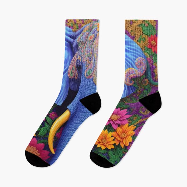 Item preview, Blue Elephant and Flowers DMT Hippie Style designed and sold by Aaron2610.