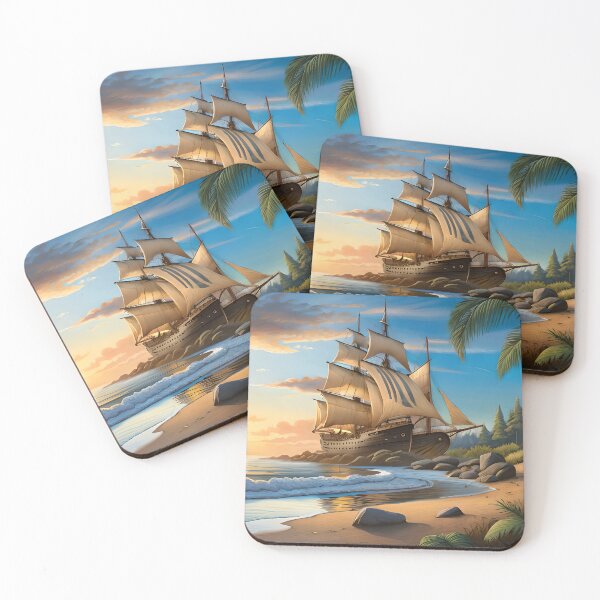 Item preview, pirate ship on beach designed and sold by basitcv.