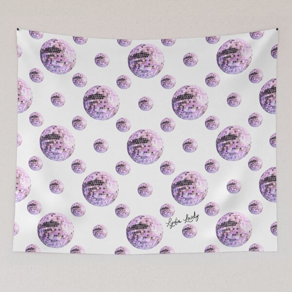 Item preview, Disco ball pattern pastel pink- white background designed and sold by Studio Lydia  Lovely.