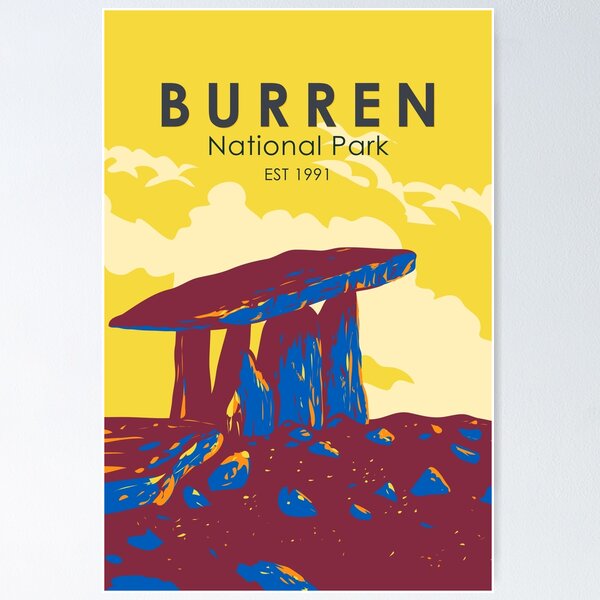 Item preview, Burren National Park Ireland Travel Art Vintage designed and sold by KrisSidDesigns.