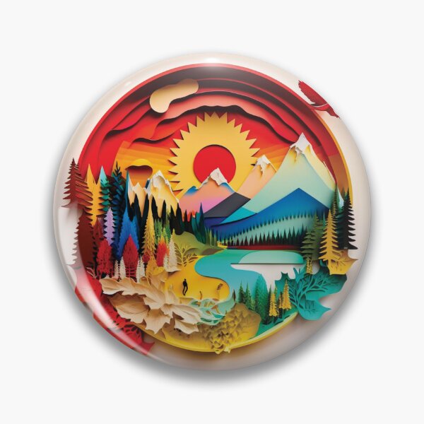 Item preview, beautiful landscape with rivers and mountains, paper cut style designed and sold by artpapercuts.