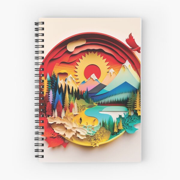 Item preview, beautiful landscape with rivers and mountains, paper cut style designed and sold by artpapercuts.