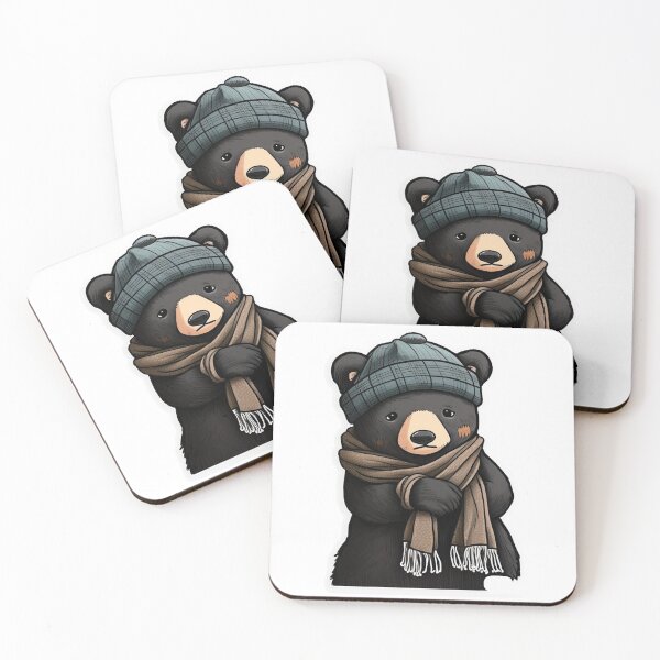Item preview, Black bear hat and scarf sticker designed and sold by potatocutts.