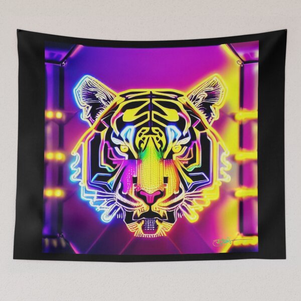 Item preview, Trippy Psychedelic Neon Tigers 15 designed and sold by Benito Del Ray.