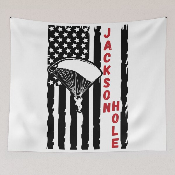 Item preview, Skydiving in Jackson Hole, Wyoming USA - Vintage Paragliding Parachuting Logo designed and sold by Vintage-TM.
