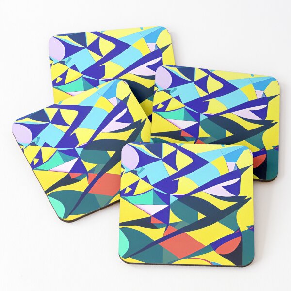 Item preview, Aqua Marine Teal and Navy Blue Abstract with Yellow designed and sold by deniselynnimage.