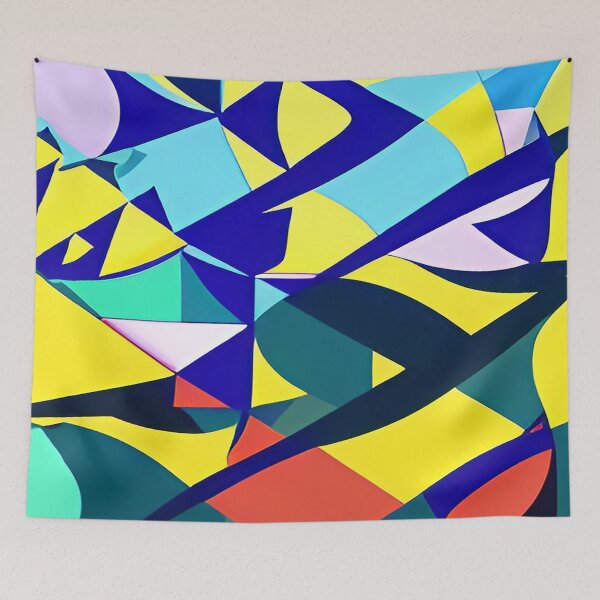 Item preview, Aqua Marine Teal and Navy Blue Abstract with Yellow designed and sold by deniselynnimage.