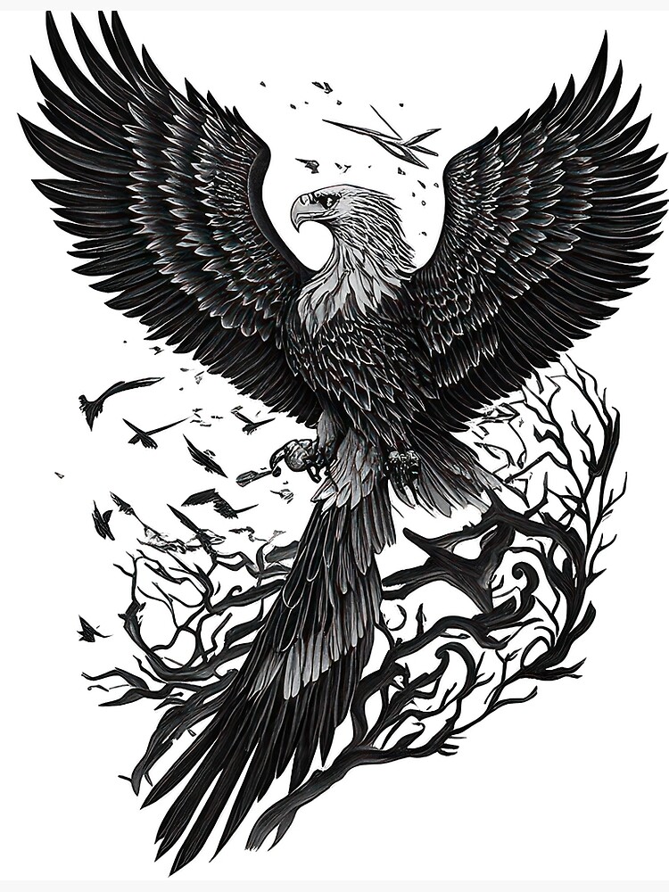 Vintage Flying Eagle Tattoo TShirt Design | MUSE AI