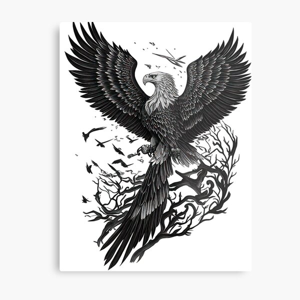 Hand Drawing Illustration Flying Eagle Tattoo Black Background 18916044  Vector Art at Vecteezy