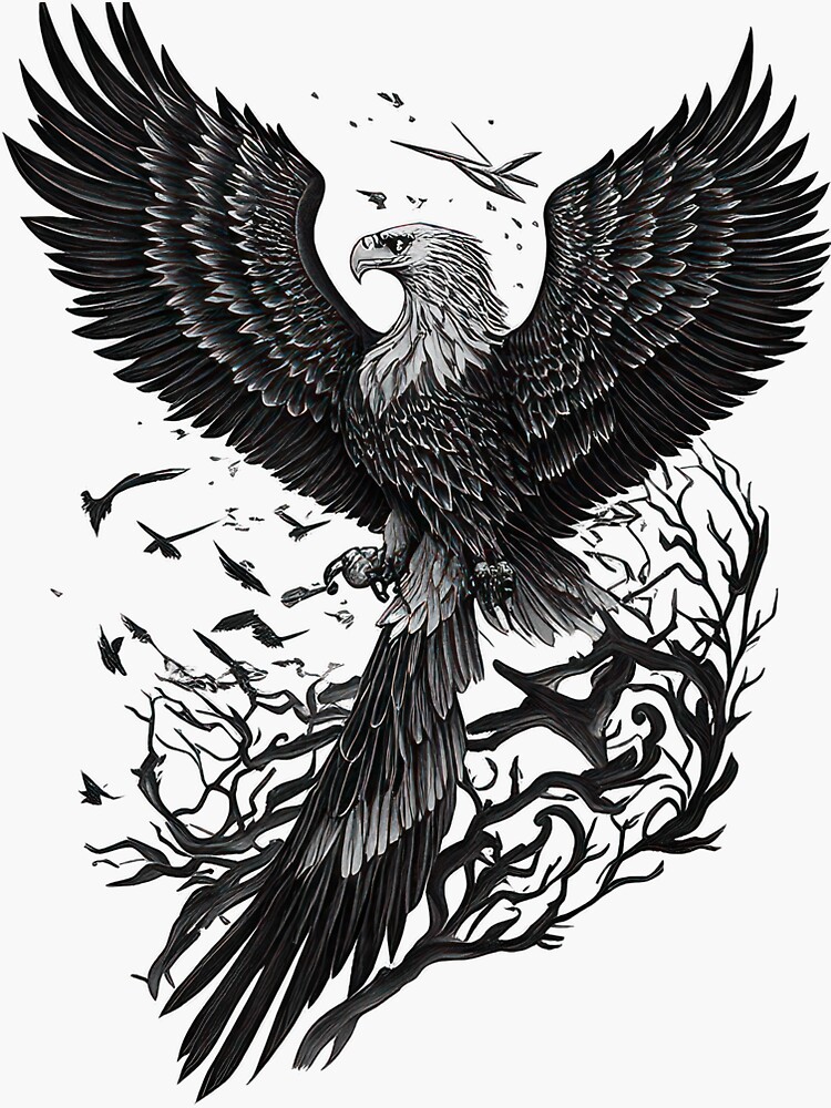 Heraldic Eagle Tattoo Black White Silhouette Stock Vector (Royalty Free)  1387491251 | Shutterstock