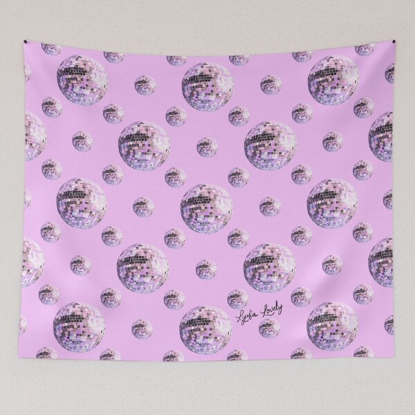Item preview, Disco ball pattern pastel pink- purple background designed and sold by Studio Lydia  Lovely.