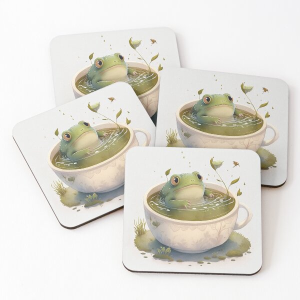 Item preview, Cute frog in a teacup designed and sold by Sunchildprints.