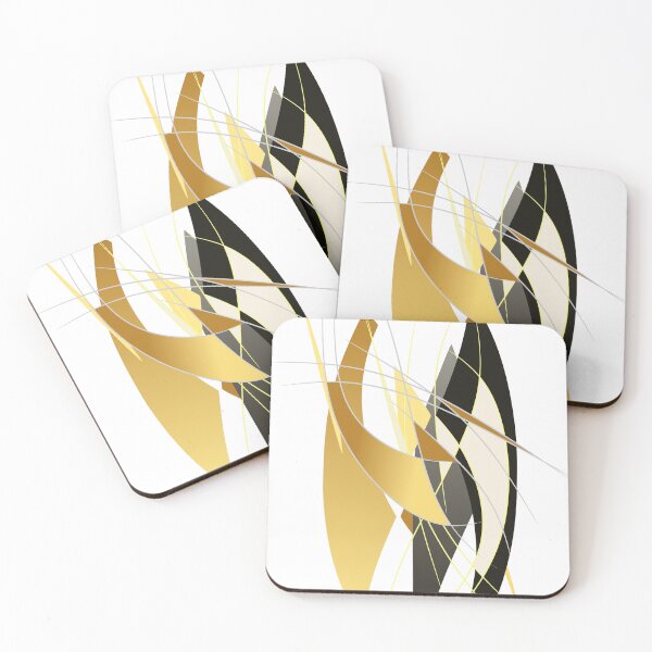Item preview, Elegant abstract artwork painting black and gold with lines designed and sold by bunterkunt.