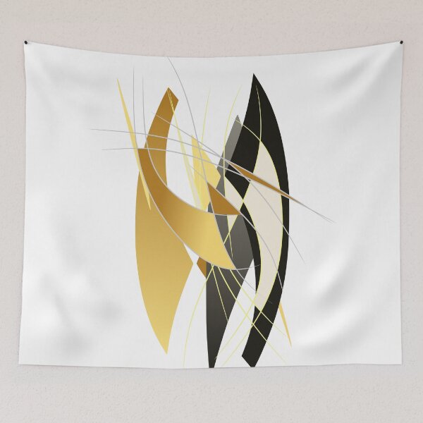 Item preview, Elegant abstract artwork painting black and gold with lines designed and sold by bunterkunt.