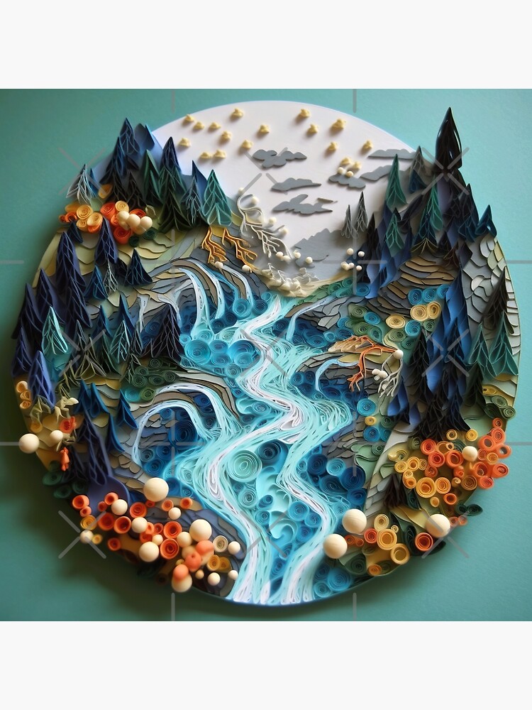 Paper Quilled Waterfall and River Greeting Card for Sale by