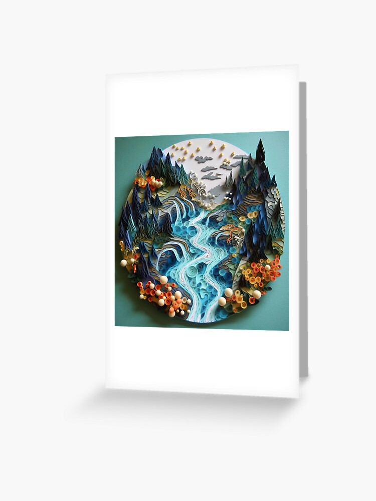 Paper Quilled Waterfall and River Greeting Card for Sale by Tycobb48