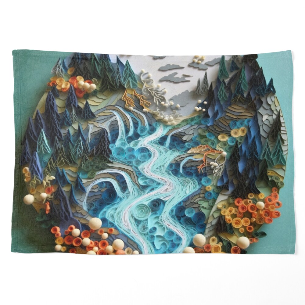 Paper Quilled Waterfall and River Greeting Card for Sale by