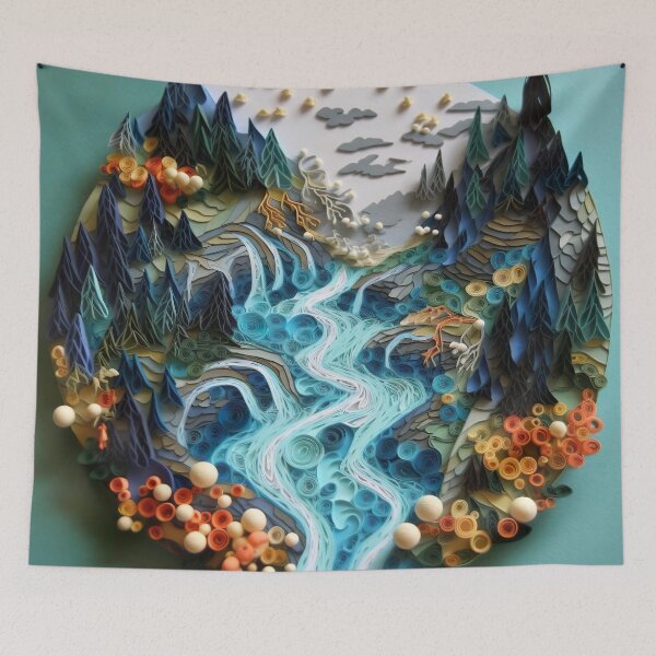Item preview, Paper Quilled Waterfall and River designed and sold by Matt's Artificial Nature.