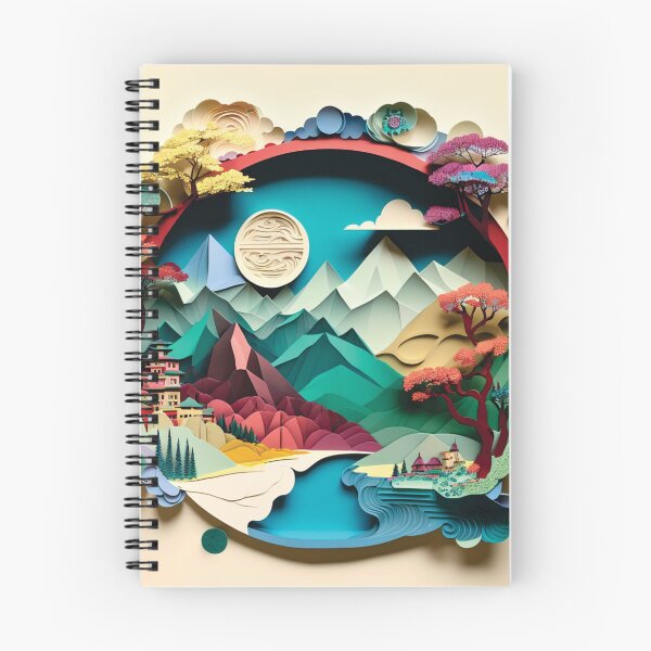 Item preview, trees and mountains scene, paper cut style designed and sold by artpapercuts.