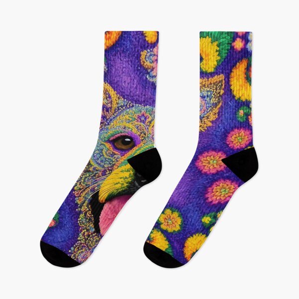 Item preview, Trippy Happy Puppy with Tongue out Flowers DMT Hippie Style designed and sold by Aaron2610.