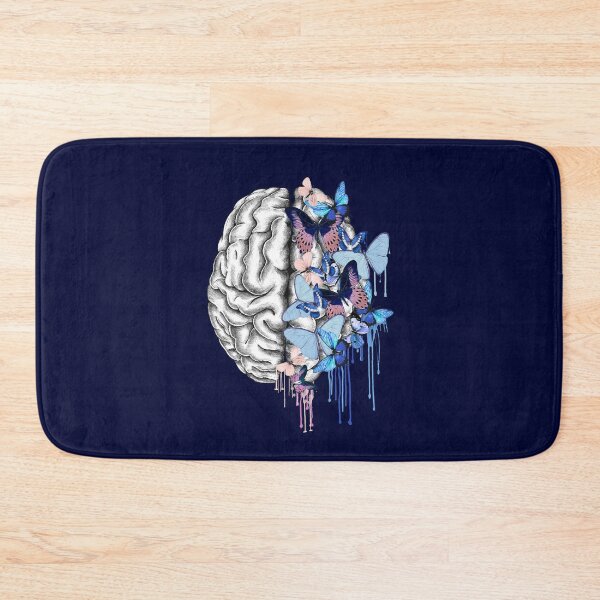 Item preview, Brain mental health psychology, Blue butterflies,  watercolor art designed and sold by Collagedream.