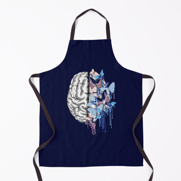 Item preview, Brain mental health psychology, Blue butterflies, watercolor art designed and sold by Collagedream.