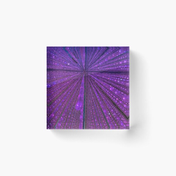 Glowing strings of purple led lights Acrylic Block