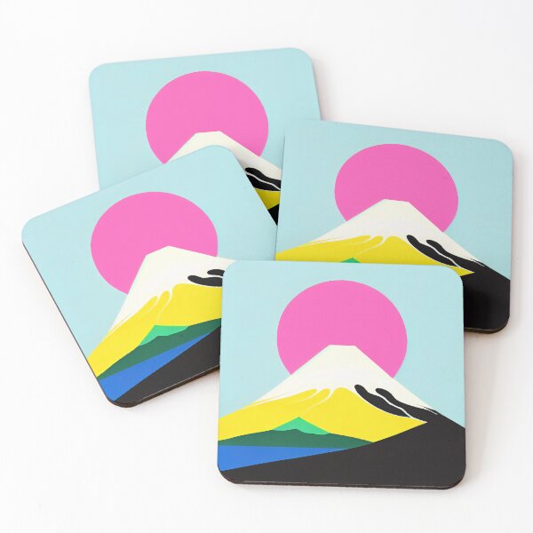 Item preview, Majestic Mount Fuji Bold Colorful Minimalism Art Print designed and sold by PinkNomad.