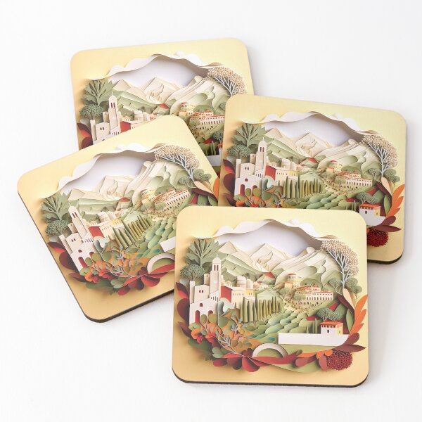 Item preview, beautiful european vineyard, paper cut style designed and sold by artpapercuts.