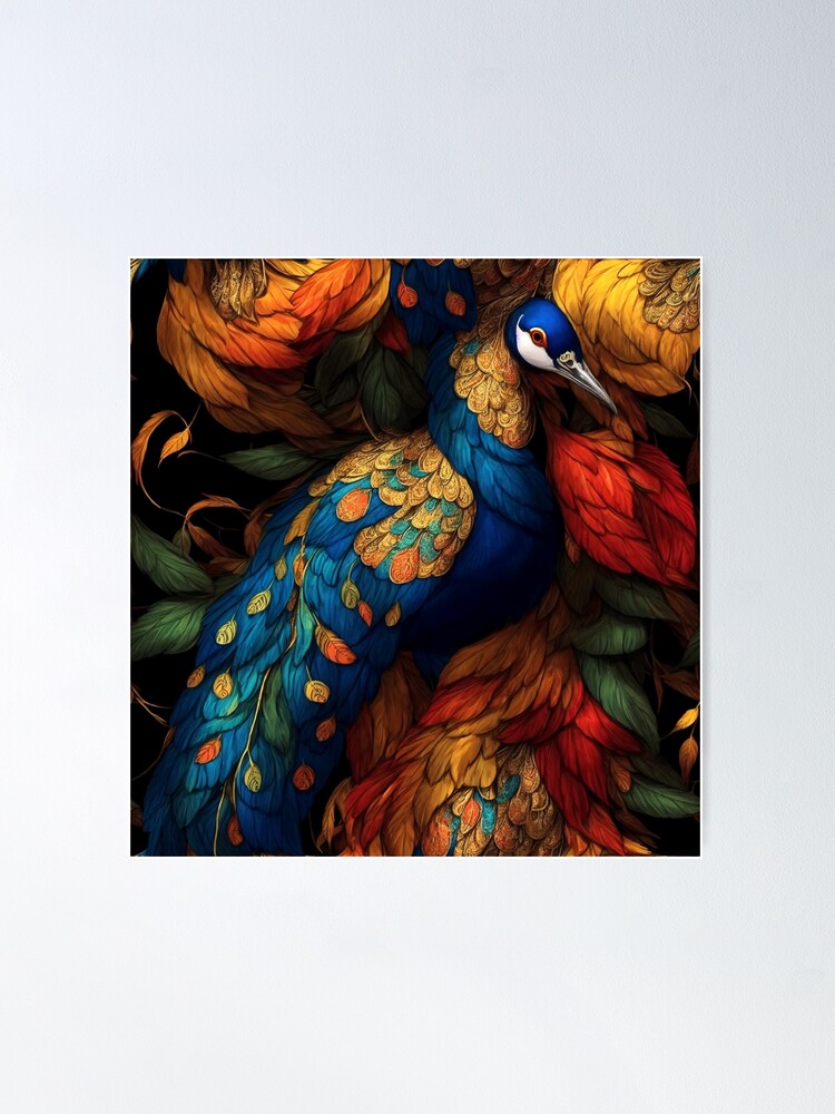 Wall Art Print, Love's Vibrant Peacock: Colorful Texture Portraying Beauty