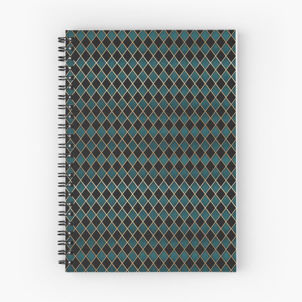 Item preview, Teal and Black with Gold Trim Diamond Rhombus Print designed and sold by JadeRyder.