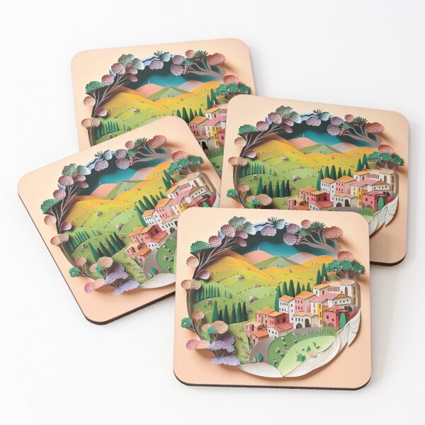Item preview, beautiful european village, cut paper style designed and sold by artpapercuts.